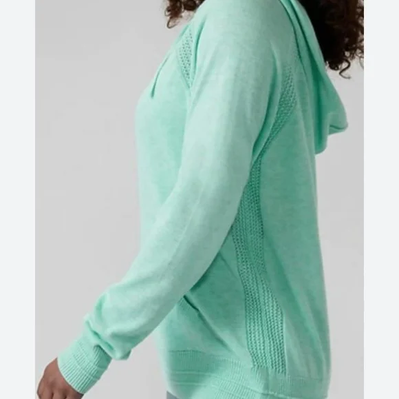 Athleta Lightweight Knit Hoodie - Mint Pointelle Accent - Picture 2 of 8